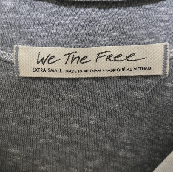 WE THE FREE Oversized Raglan Sleeve Tee V-Neck Gray White Size Extra Small - Picture 5 of 10